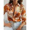 Damesmode Casual Lente Herfst Kleurblok Print Lange Mouw POLO Hals Blouses & Shirts