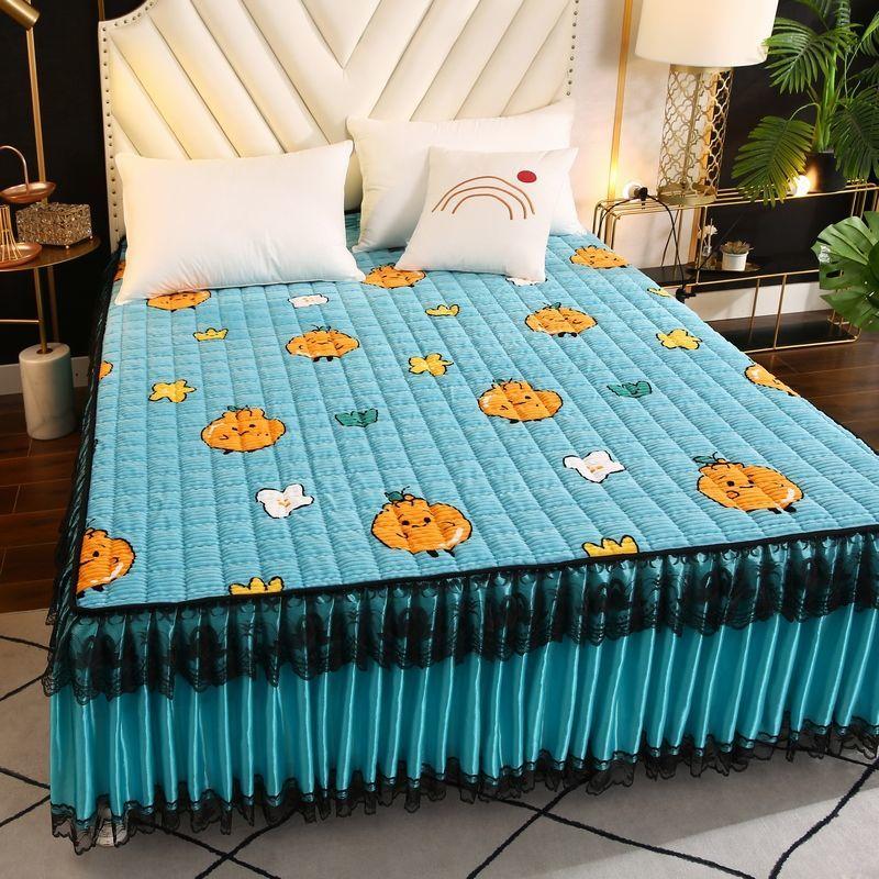 Flannel Lace Bed Skirt One-piece Large Bed Sheet Thickened Simmons Protective Cover