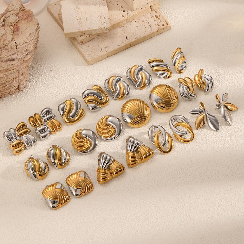 Boucles d'oreilles géométriques modernes en acier inoxydable pour femmes avec surface plaquée et look élégant