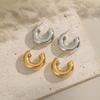 18K Gold Stainless Steel C-Shaped Hoop Earrings - Fashionable, Non-Fading, Versatile Women's Jewelry 