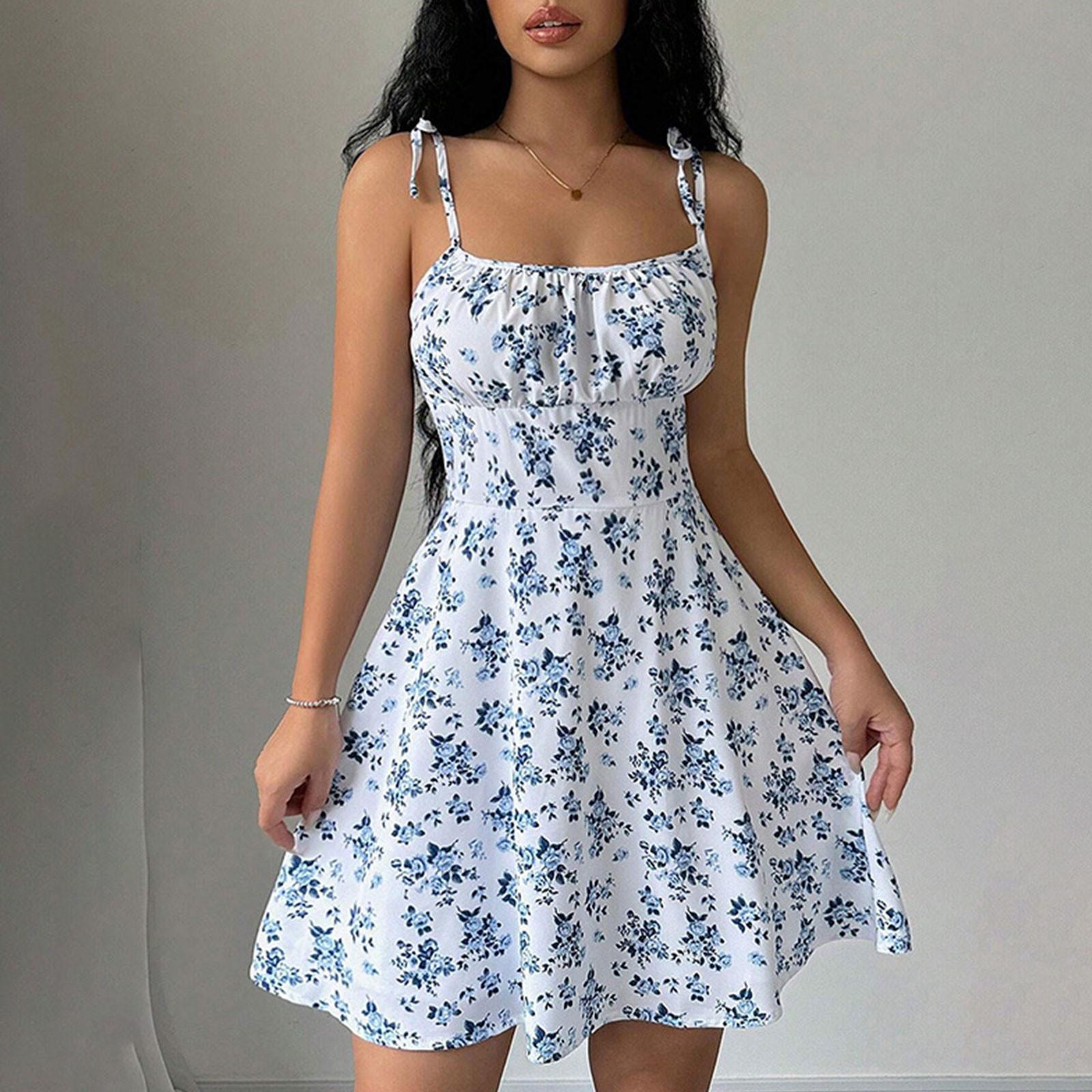 

Женские модные платья с цветочным принтом, приталенные, на бретелях-спагетти XL белый