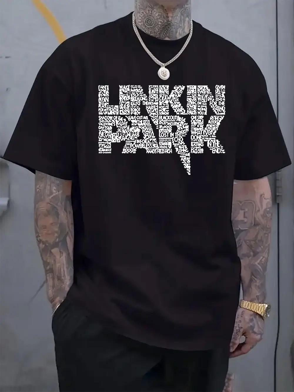 Casual Crew Neck T-shirt with Rock Band Print - Short Sleeve XXL