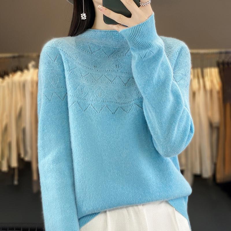 Women's Cashmere Sweater Qinghe Cashmere 30% Cashmere 70% Wool Women's Autumn and Winter Cashmere Pullover Soft and Warm