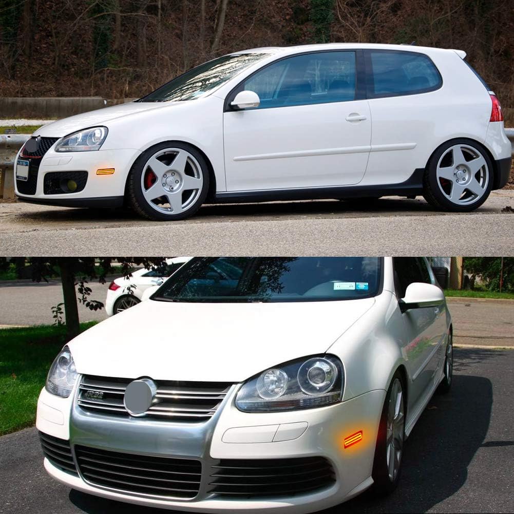 Smoked Lens Amber LED Front Side Marker Light Kit For Volkswagen 2006-2009 MK5 Golf/GTI Rabbit, 2005-2010 Jetta, 2008 R32