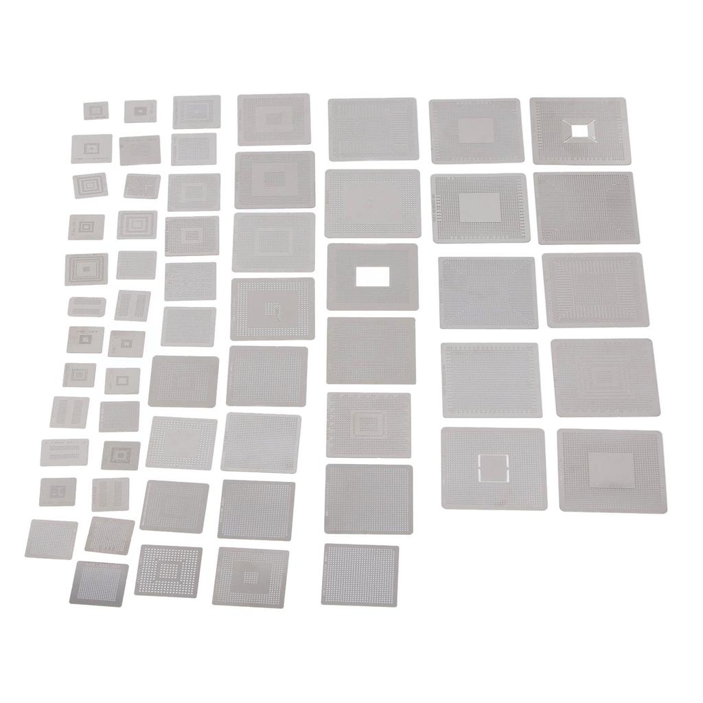 60 Pcs BGA Reballing Stencils 304 Stainless Steel Universal Rework Net Template Kit for Computer