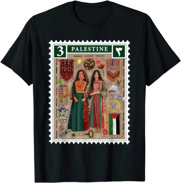 Retro Palestine Stamp Palestinian Flag Gaza Graphic Unisex TShirt