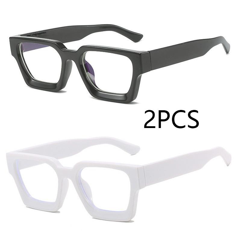 

2 шт. Прочные Толстые Квадратные Компьютерные Очки для Глаз Женские Мужские Фильтрующие Синий Свет Легкие Обычные Очки Вневременные Цветные Большого Размера Оптические Очки