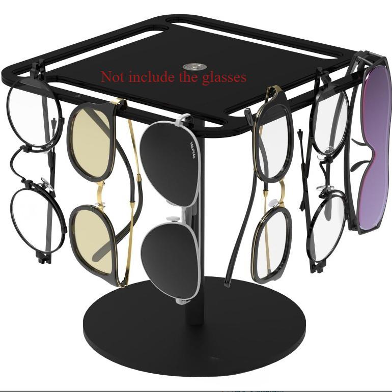 Acrylic Rotating Sunglasses and Glasses Display Stand - Double-layered Black,Transparent Desktop Eyeglass Storage Holder
