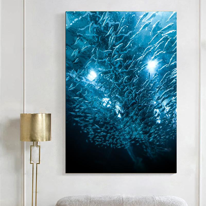 RELIABLI ART Animal Pictures Cluster Of Fish In Sea Canvas Paintings Wall Art Prints For Living Room Home Decoration No Frame