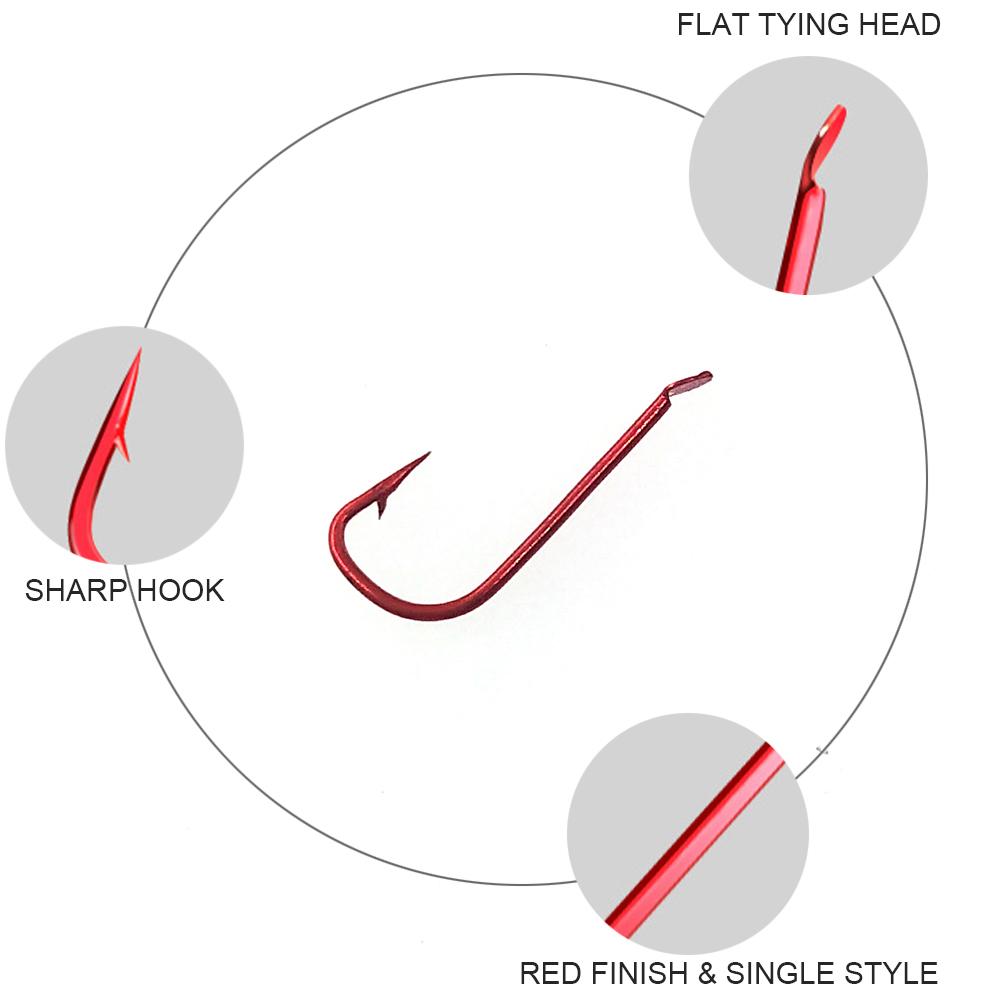 100pieces Red Fishing Hooks Live-Bait Hook High Carbon Steel Fishhook Fly Tying Hooks Carp Fishing Hook