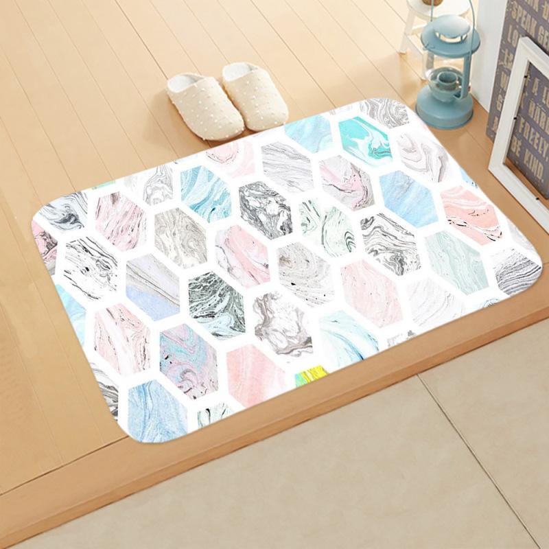 

Marble Pattern Flannel Door Mat Floor Mat Rugs Non-slip Doormats for Outdoor Bathroom Kitchen 40*60cm