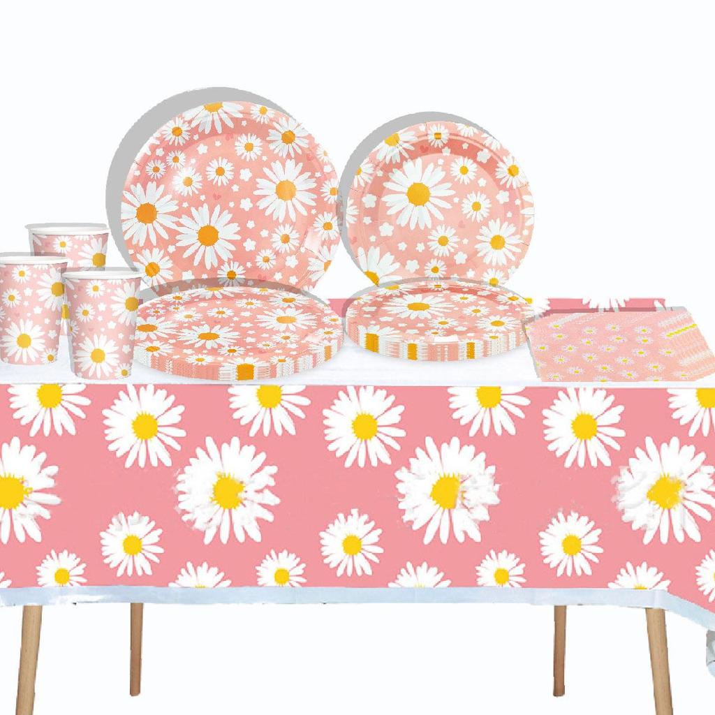 Small Daisy Disposable Tableware for Birthday Party Decorations