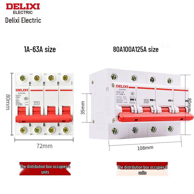 Delixi DZ47s 4P MCB Circuit Breaker: Three-Phase 380V Miniature Main Electric Switch