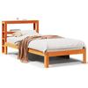 VidaXL Bed Frame with Headboard Wax Brown 75x190 Cm Pine Wood, Bedroom Furniture, Slatted Base, Wooden Bed, 3306057