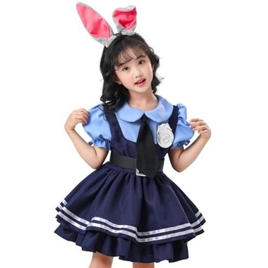 DECEED Halloween Judy Cosplay Girl Rabbit Police Costume 5-Piece Set