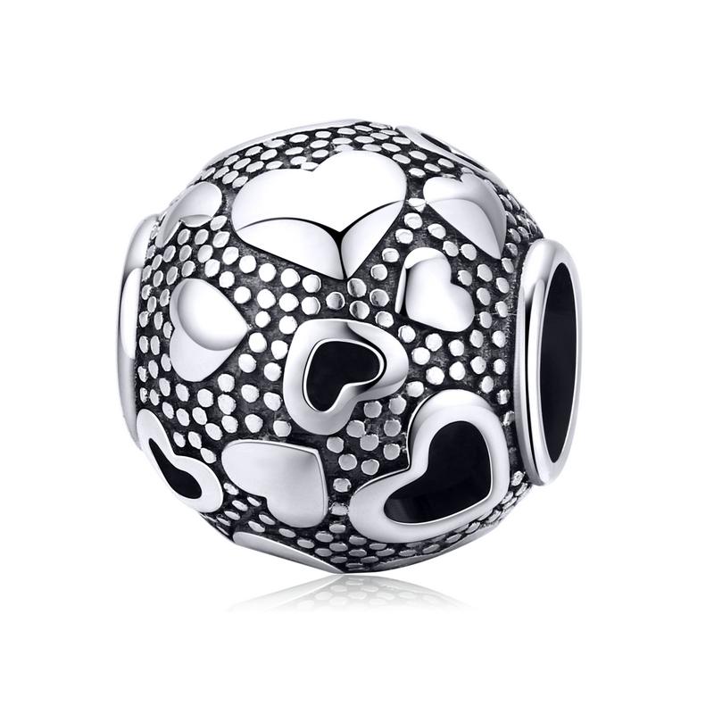 WOSTU Hot Sale 925 Sterling Silver Heart Charm Dangle Mum Beads Fit Original Charm Bracelet Bangle Jewelry Making DIY Gift
