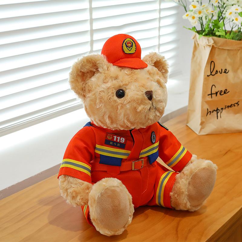 Police bear doll cute traffic police firefighter uniform teddy bear plush toy Internet celebrity swat bear
