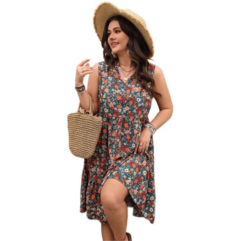 Women's Dress Spring/Summer Temperament Elegant Fashion Age-reducing Print Sleeveless Dress