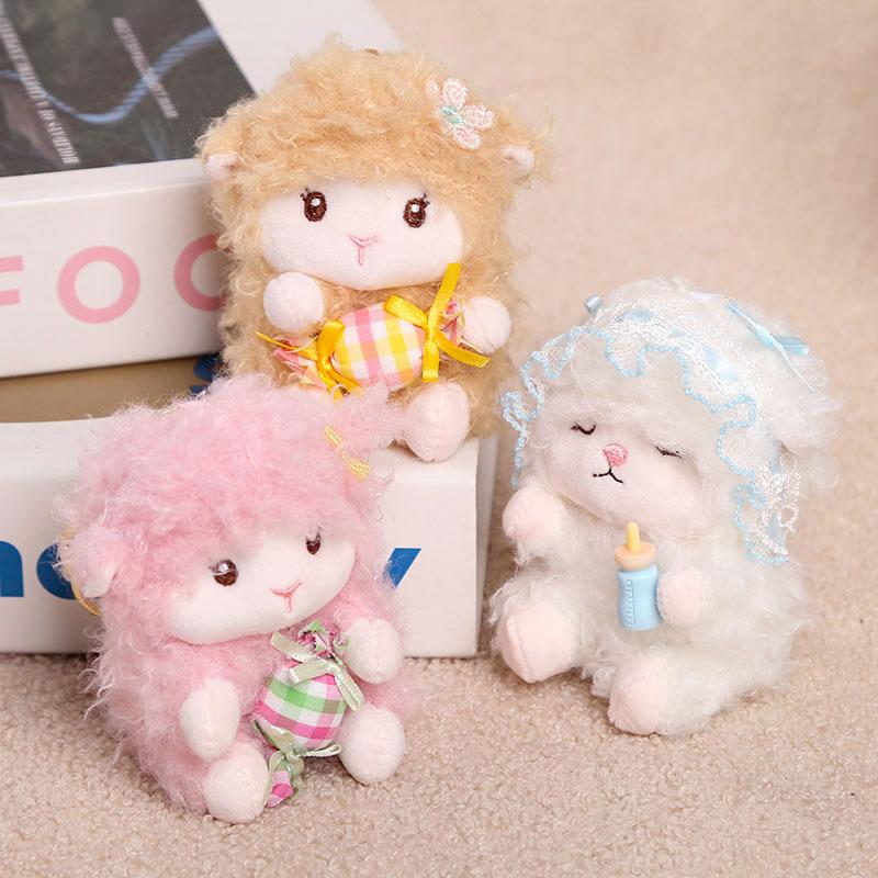 Candy Holder Pendant Plush Seated Sheep Keychain Pendant With Metal Ring Soft Cute Lamb Bag Charm Stuffed Accessory For Backpack