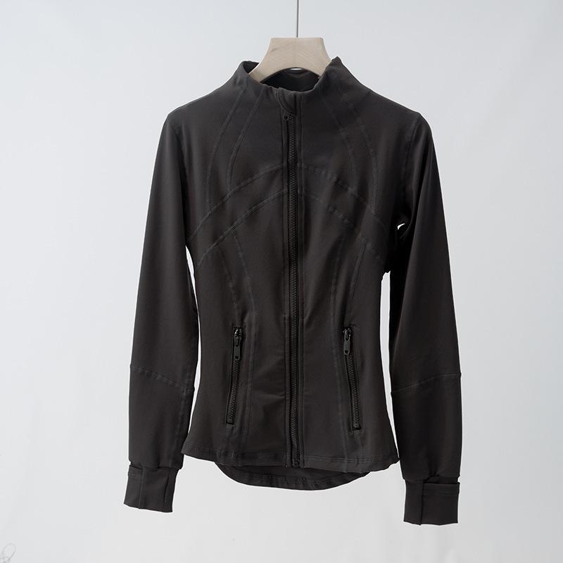 Women's Spring Yoga Sport Jacket - Tight Fit, Casual Jogging, Breathable, Zippered, Stand-Up Collar, Long Sleeve.