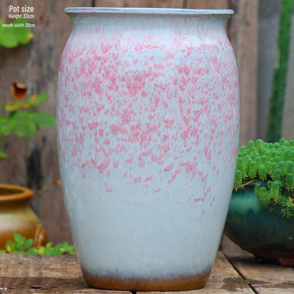 Handmade Large Ceramic Pot for Succulents & Orchids - Breathable, Coarse Pottery Bonsai Planter