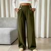 New Style Stretch Floor-length Casual Pants, High-waisted Long Pants, Loose and Elegant Style Straight-leg Women's Trousers