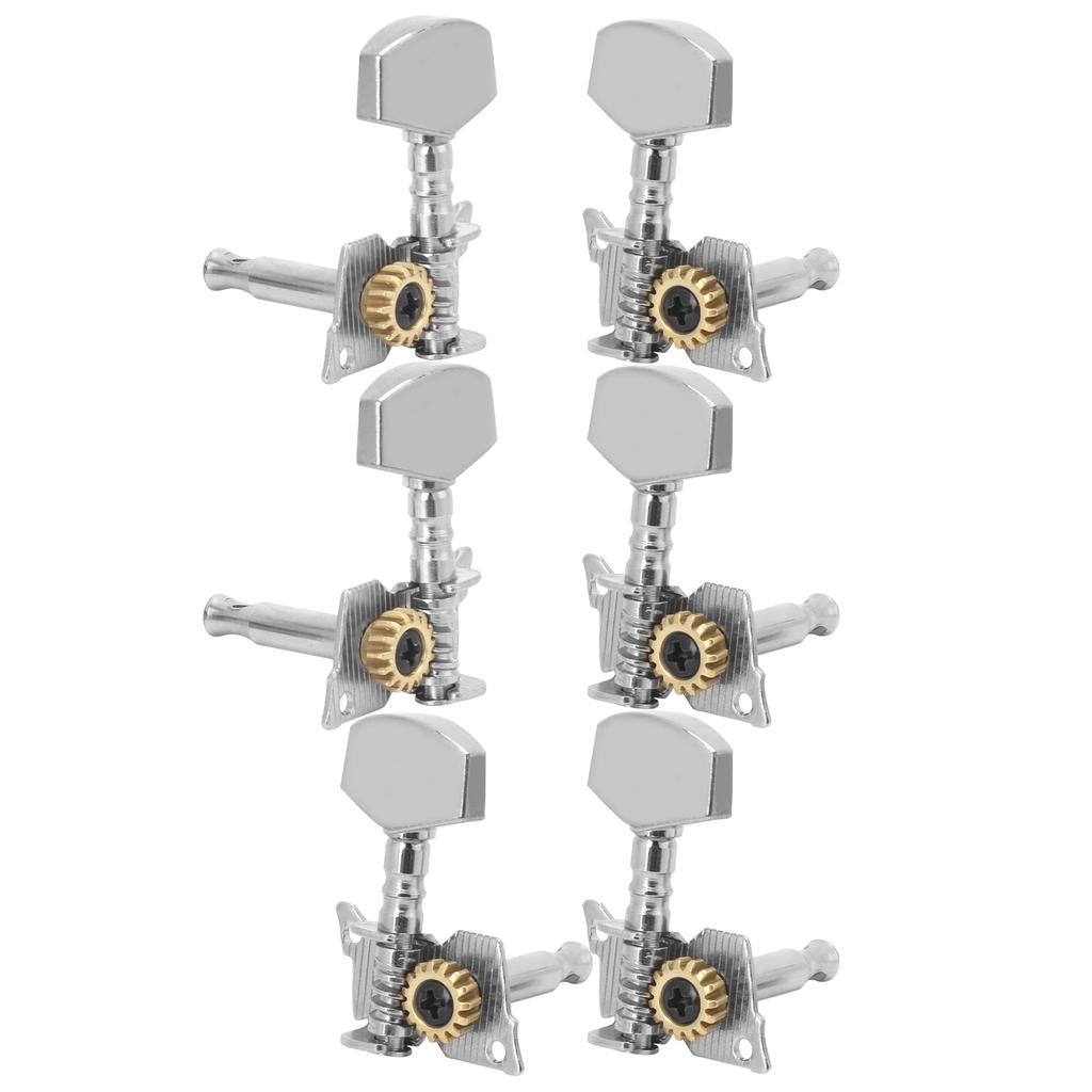 Guitar Tuning Pegs Keys Locking Tuners Machine Heads Silver Replacement Parts for Ukulele2 Left and 4 Right