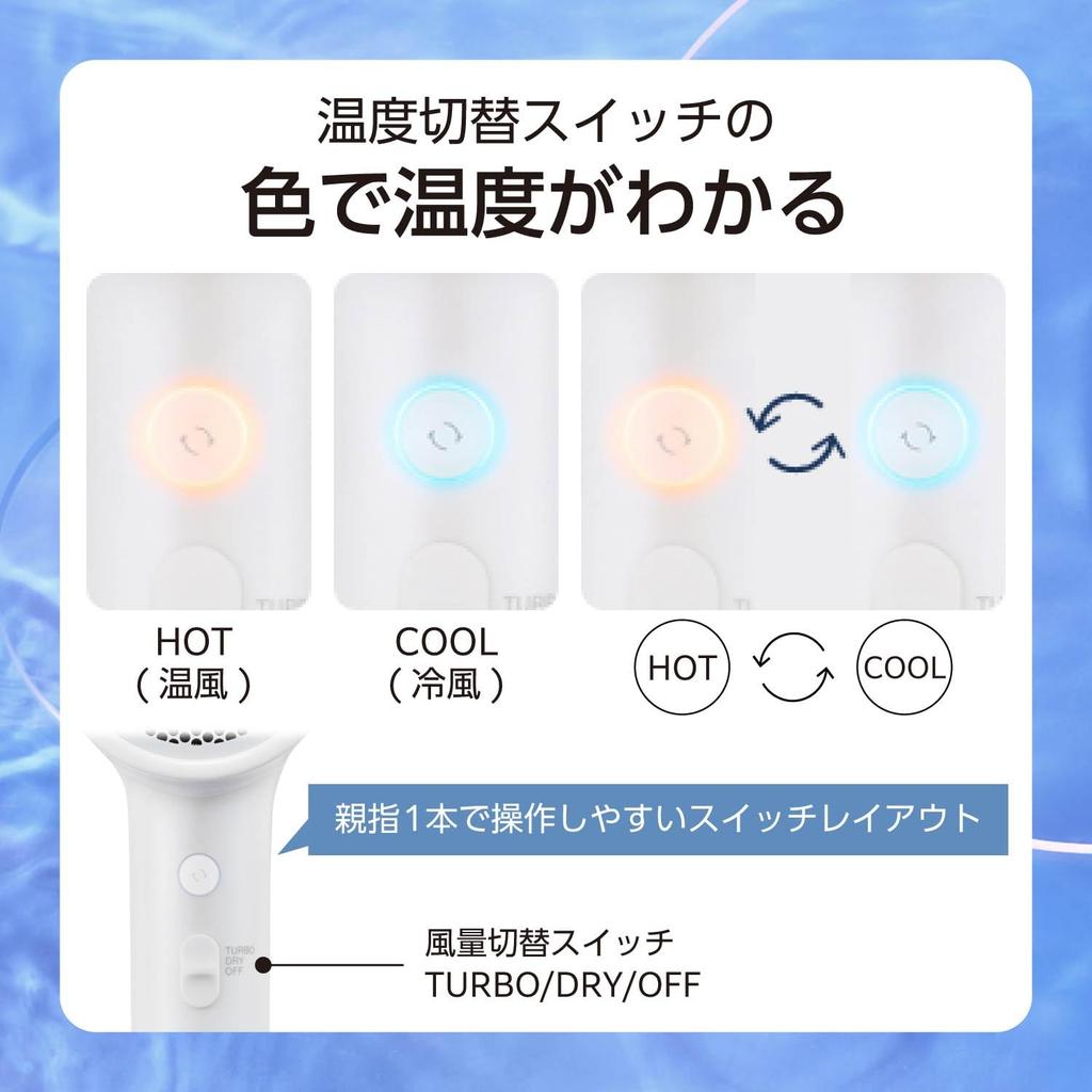 TESCOM Haartrockner Moisture Ion Spendet Feuchtigkeit für das Haar Ausgestattet mit Heiß- und Kaltmodus Kabellänge Weiß (TM) I-förmig 1,7 m TDX300A-W