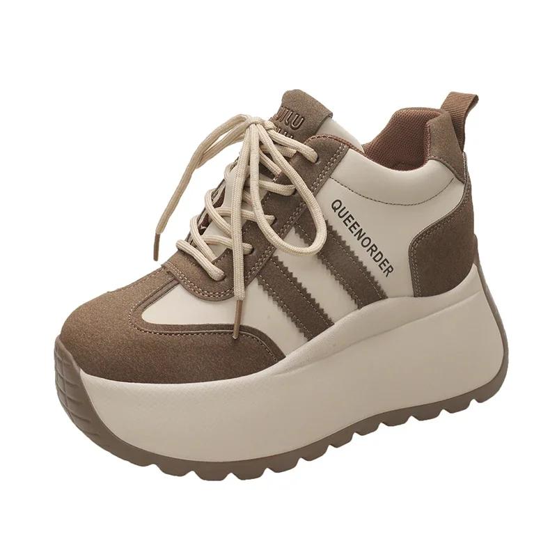 

Женские дышащие кроссовки на шнуровке на массивной платформе, удобные нескользящие спортивные кроссовки в стиле «папа», уличная повседневная обувь для бега, женские кроссовки 34