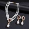 Diamond-set Imitation Pearl Flower Water Drop Necklace Elegant Fashion Accessories