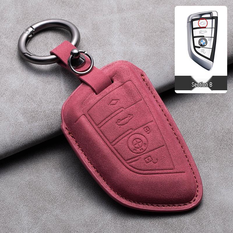 Compatible Leather Keychain Shell for BMW Series: Fits X1, X3, X5, 1 Series, 3 Series, 5 Series, 6 Series, 7 Series, NFC Card Snap
