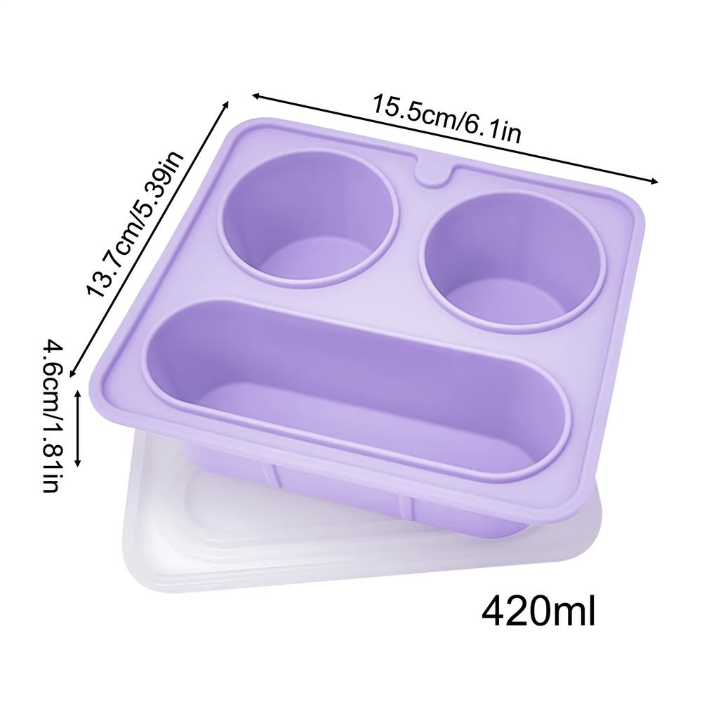 Snack Box Container 420ml Silicone Leakproof Reusable Portable Snack Holder Food Box For Food Chocolate Cookie Fruit Lunch фиолетовый