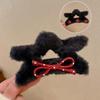 New Elegant Plush Bow Hair Claw Clips for Women Girls Winter Fluffy Plush Large Shark Clamp Hair Clip Headwear Hair Accessories