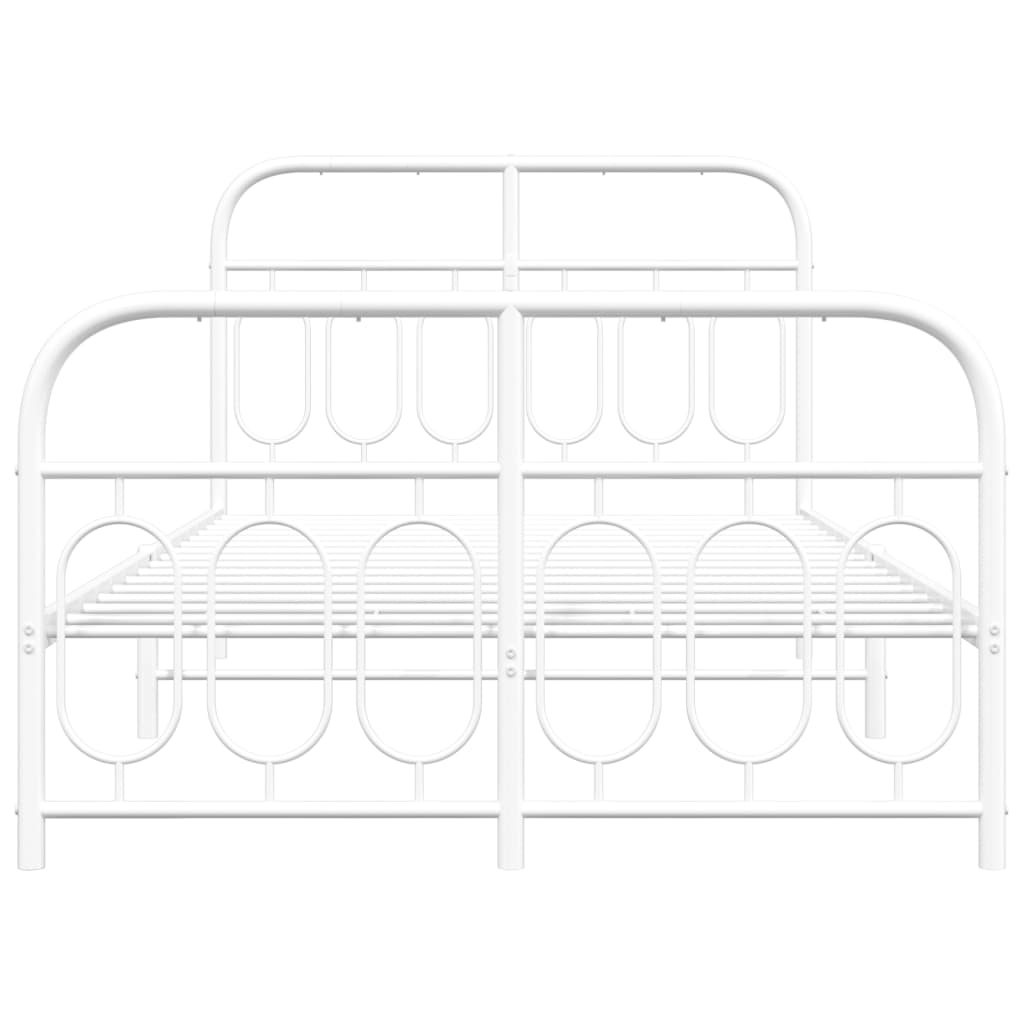 Metal Bed Frame with Headboard and Footboard White 120 x 190 cm