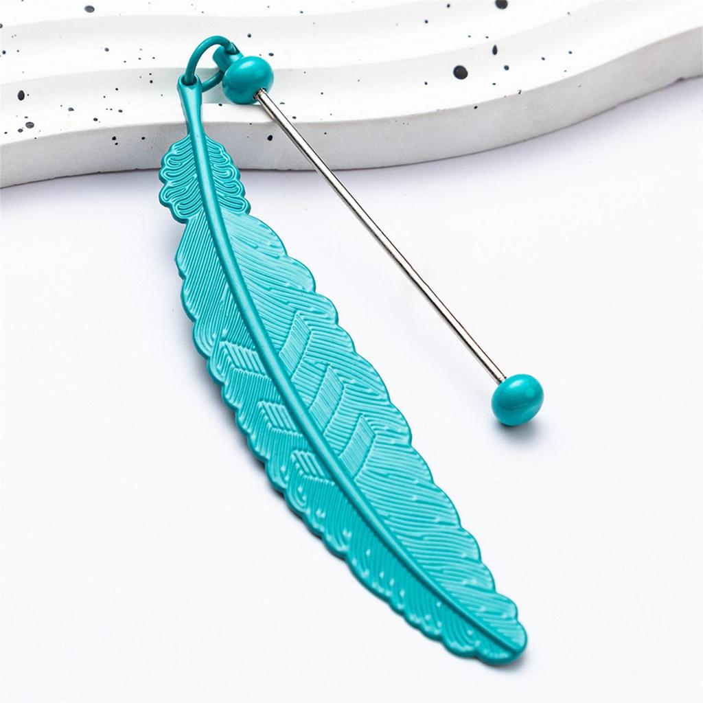 Koralikowe Zakładki Piórkowe Metalowy Uchwyt na Stronę Książki z Zawieszką Piórkową Prezent do Czytania dla Miłośnika Książek Czytelnika