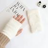 Autumn and Winter Warm Wool, Half-finger Gloves, Cashmere Knitted Wrist Protectors, Women's Exposed Fingers, Half-cut Leaked Fingers, Versatile 