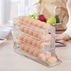 Refrigerator Egg Holder, Sliding Egg Storage Box, 4-Tier Automatic Rolling Egg Storage Shelf, Holds 30 Eggs, Egg Case, Egg Organizer, Egg Storage Case
