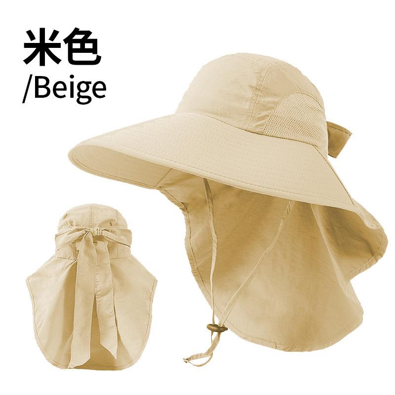 Big-brimmed bucket hat women's dew ponytail sun protection hat summer sun hat outdoor sun hat UV protection mountaineering hat
