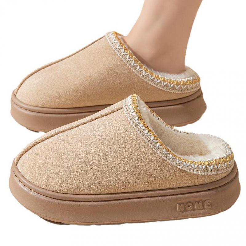 Fashion Platform Fluffy Slippers Women House Flats Fashion Plush Winter Designer Shoes Ladies Home Elegant Brown Fur Slippers Suede