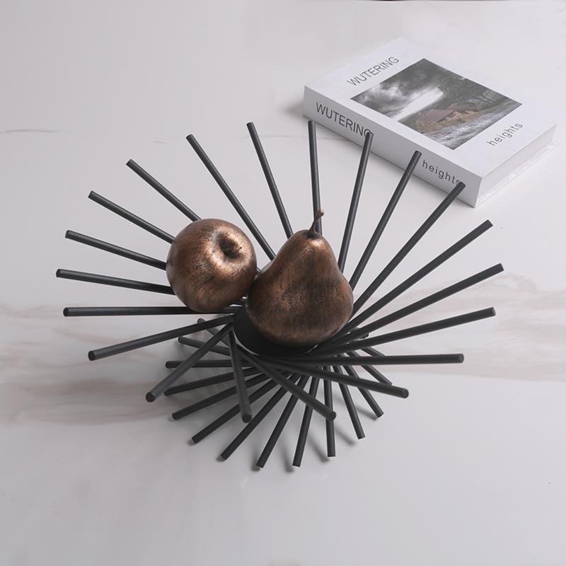 Modern Model House Metal Lines Diverging Fruit Plate Radiating Fruit Basin Villa Hotel Living Room Decoration Tray Ornaments