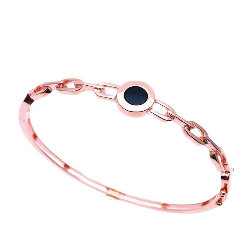 Rose Gold Plated Color Gold Purple Gold Luxury Black Hollow Round Glossy Bracelet Jewelry