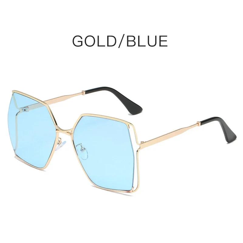 Gradient Oversized Square Sunglasses Women Luxury Brand Hollow Lens Vintage Alloy Sun Glasses Female Green Shades UV400