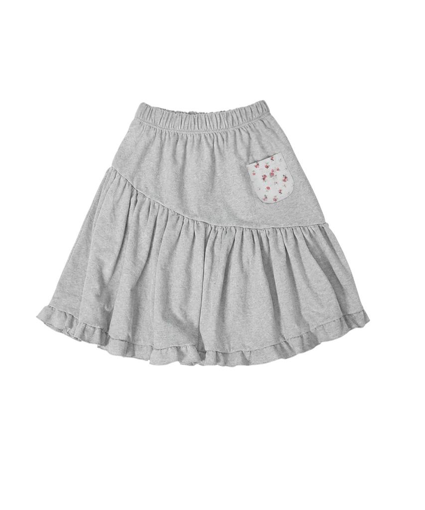 Escape From [Escf X Hot Today] Pocket Point Frill Midi Skirt Gray
