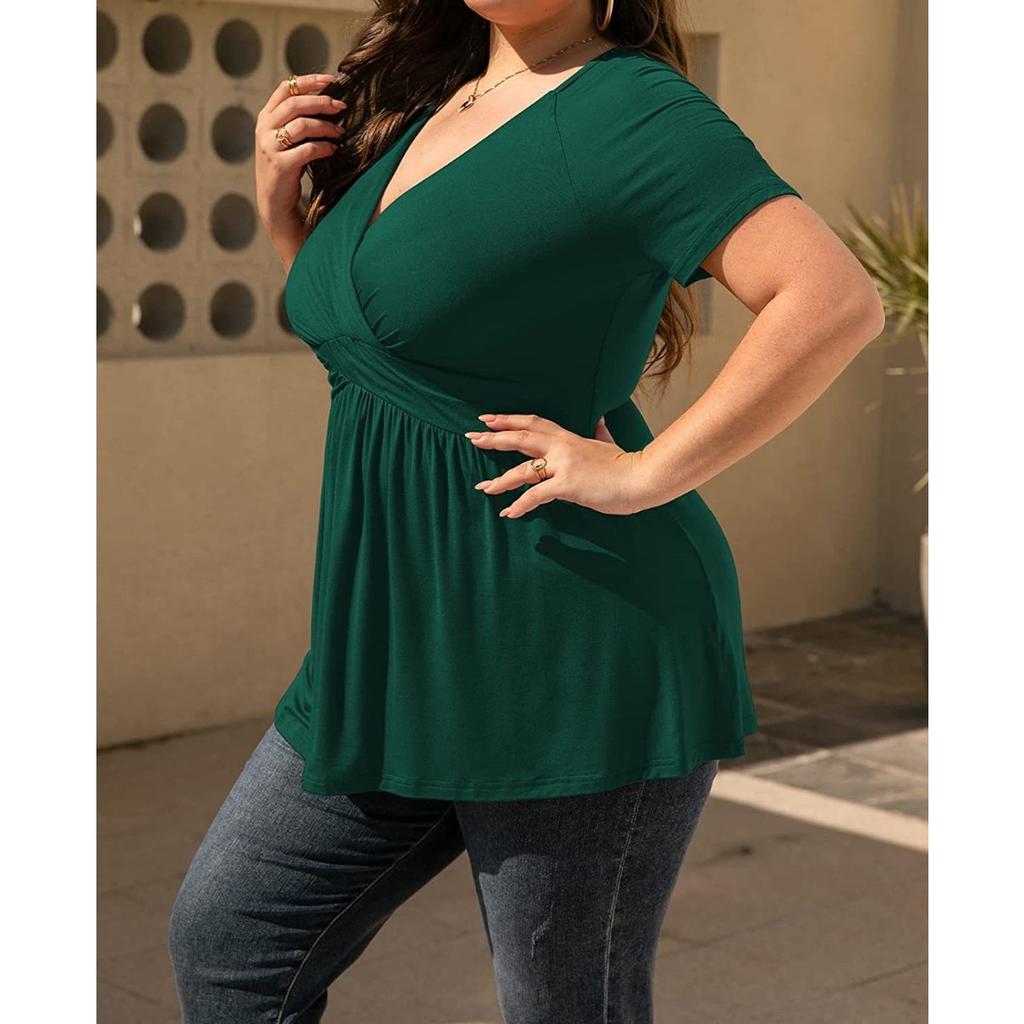 Spring Summer New Plus Size Women's V-Neck T-Shirt Top Casual Women's Clothing Leisure Hot Selling