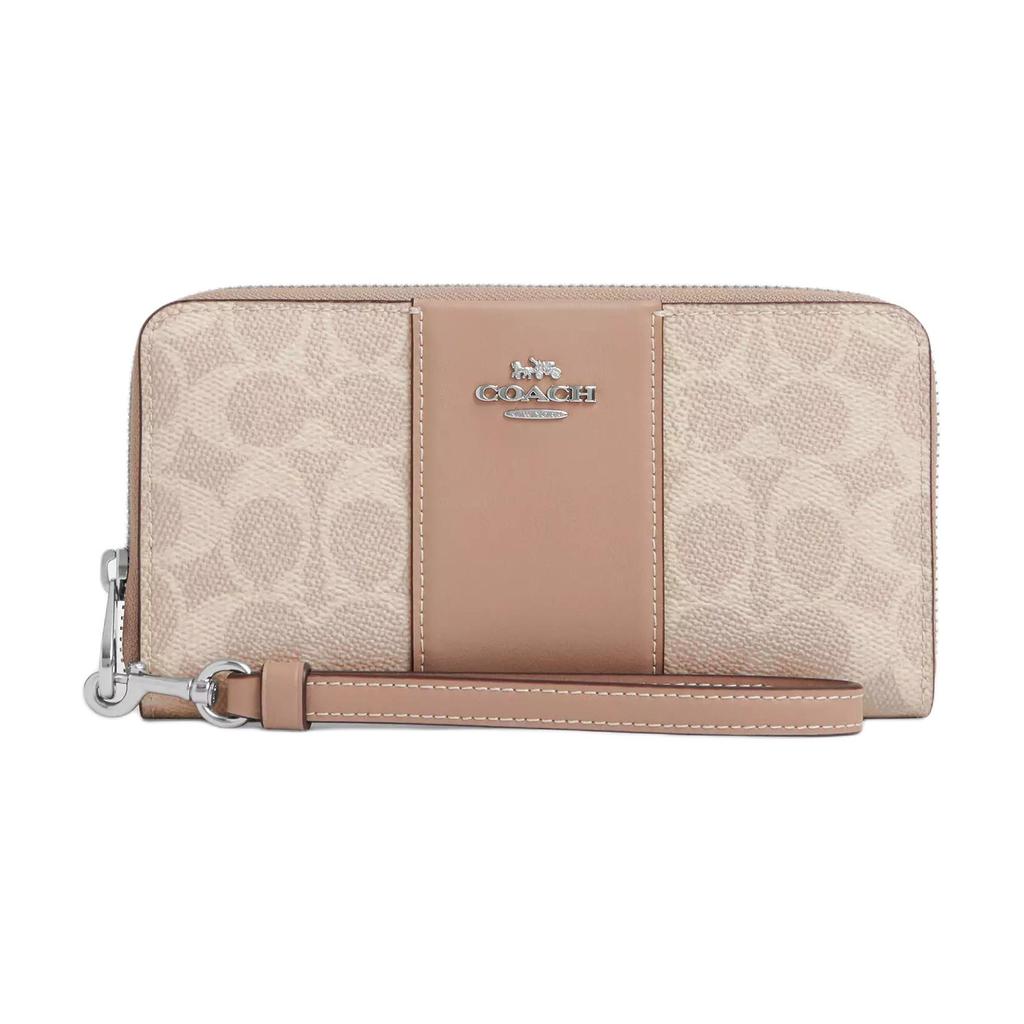Coach 19 Brand Logo Zipper Wallet Coated Canvas Women wallet Beige CW947-SVPWH