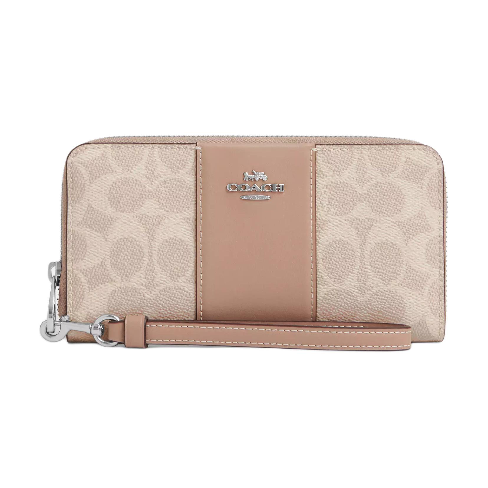 Coach 19 Brand Logo Zipper Wallet Coated Canvas Women wallet Beige CW947-SVPWH Sand