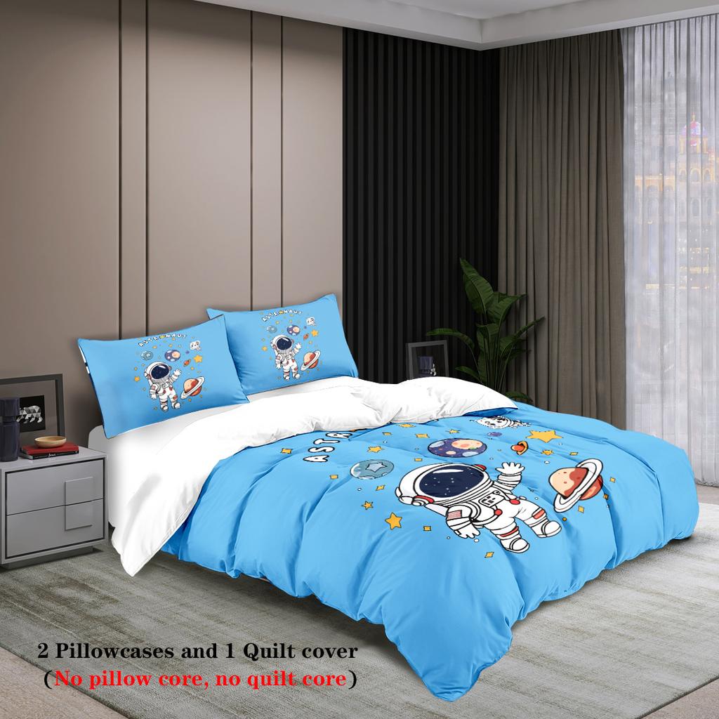 Astronaut 3D Digital Polyester Three-Piece Quilt Cover Bedding Sheet Quilt Cover Pillowcase