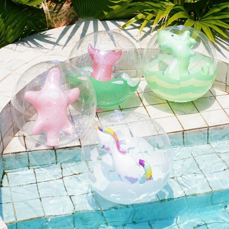 Mermaid Unicorn Inflatable Beach Ball - Kids' Water Play Toy & Photography Prop