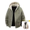 Men's Green Lambswool Hooded Jacket: Double-Sided, Casual, Velvet-Lined, Autumn/Winter Coat.