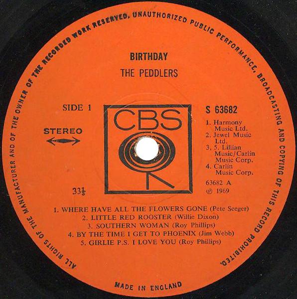 LP Record PEDDLERS - Birthday S63682 CBS 1969 UK Jazz Used